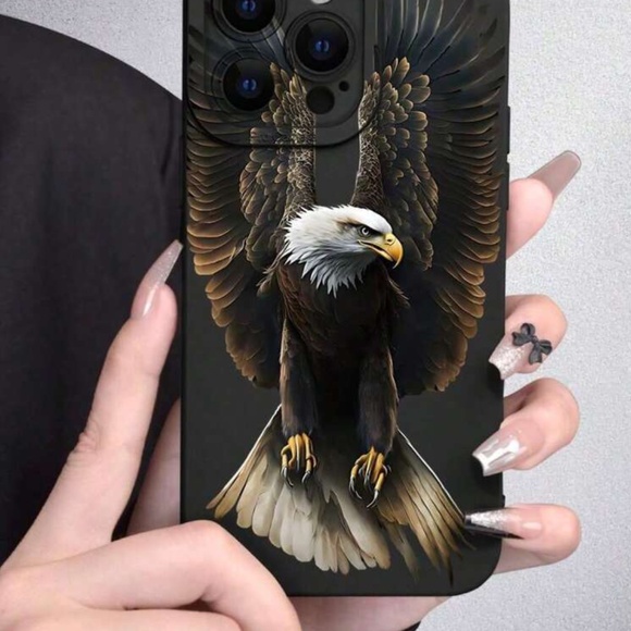 1pc Soaring Eagle Patterned Fashionable, Personalized, Black / iPhone 13 Pro Max - Picture 3 of 3